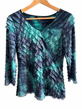 Y2K Notations Petite Medium Ruffle Mesh Top